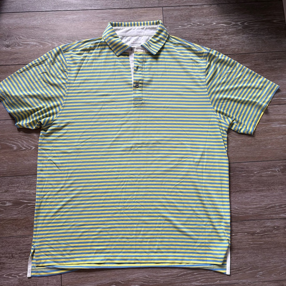 Bobby Jones Men’s Striped Golf Polo Blue Yellow Size XL Performance Shirt